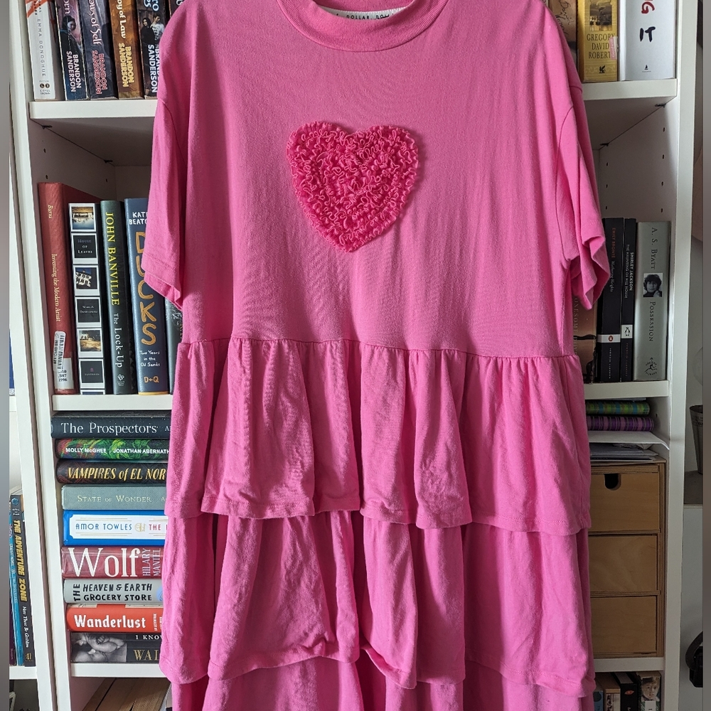 Lazy Oaf Pink Ruffle Heart Casual Dress